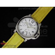 PAM049 White Dial on Yellow Leather Strap A23J