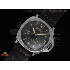 Luminer Power Reserve SS Black Dial on Dark Brown Custom Leather Strap