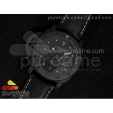 PAM607 Q V6F 1:1 Best Edition Left Handed Real Ceramic on Black Leather Strap P9000