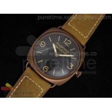 Radiomir 45mm Bronze Black Numeral Dial on Brown Leather Strap A6497