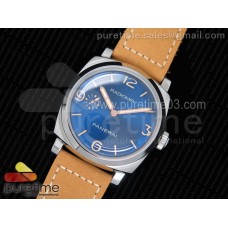 PAM690 S ZF 1:1 Best Edition Blue Dial on Thick Brown Leather Strap P.3000 Super Clone